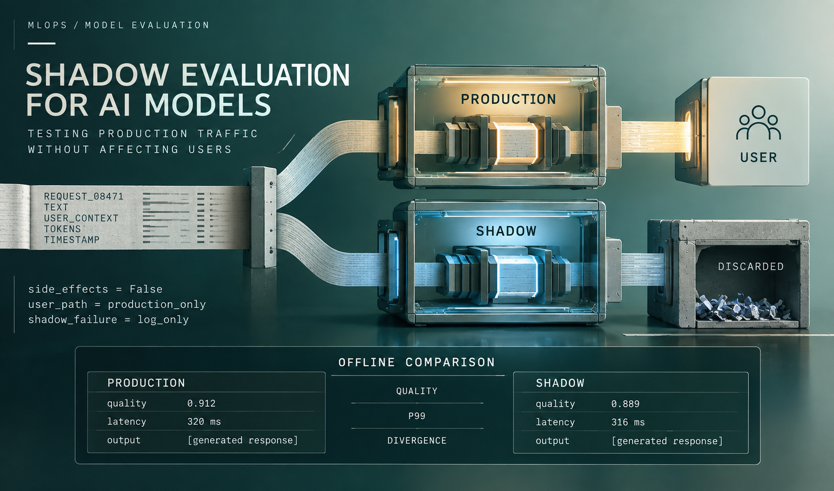 Shadow Evaluation for AI Models: Testing Production Traffic Without Affecting Users